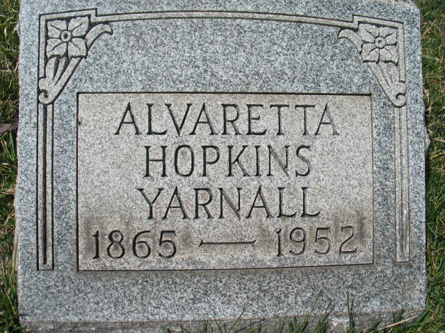 Alvaretta Hopkins Yarnall tomstone